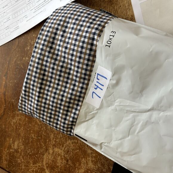 Perry Ellis Shirt Mens Medium Blue Brown‎ Check Long Sleeve 100% Cotton - Picture 12 of 12